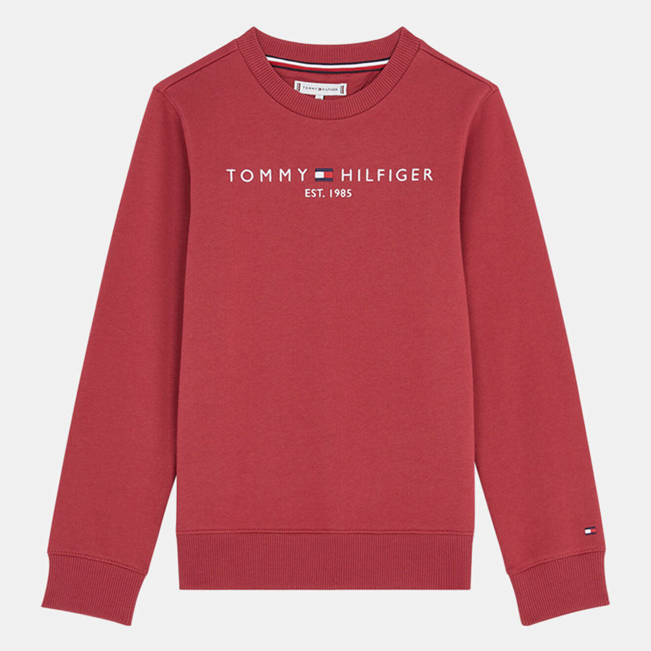 Tommy Hilfiger Sweat en Coton bio à logo tissé rouge foncé