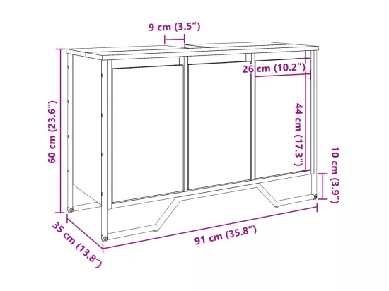 Armoire lavabo de salle de bain chêne sonoma 91x35x60 cm