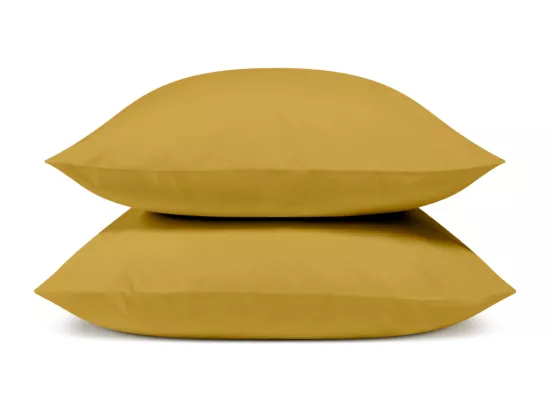 Lot de 2 Taies d'oreiller 100% Percale de coton - Moutarde - 65x65cm