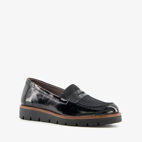 Natuform leren dames loafers zwart