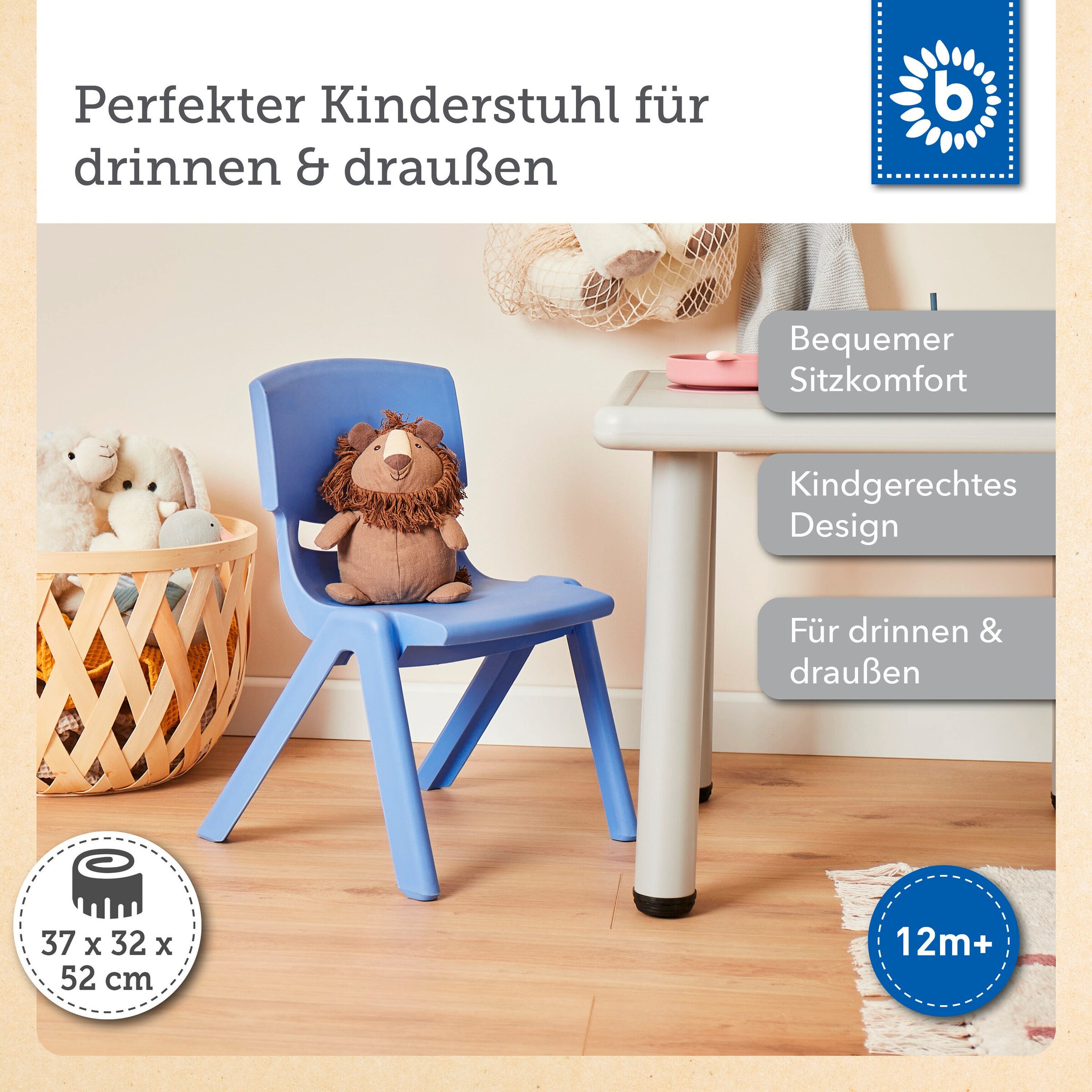 Bieco Kinderstuhl bis 80 kg belastbar Blau