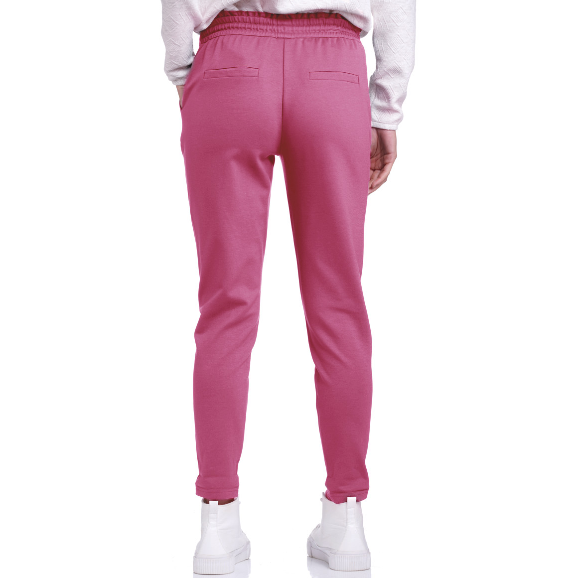 Gina Damen Jogpants mit Rüschen am Bund dunkelrosa
