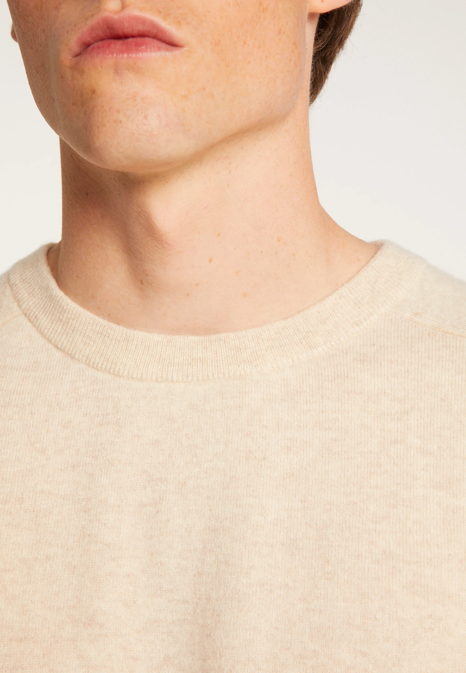 TAULEDAH24 - Pull col rond en cachemire | Beige