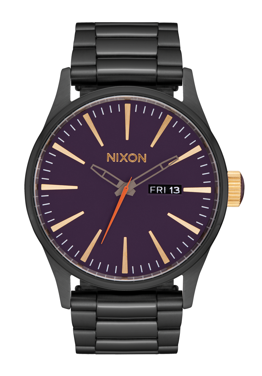 Nixon Sentry Stainless Steel Gunmetal / Blackberry / Gold