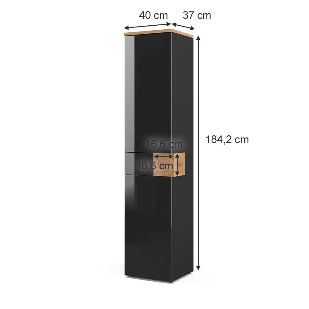 Vicco Hochschrank Badschrank Badezimmerschrank Eden 2 Türen Schublade 5 Fächer