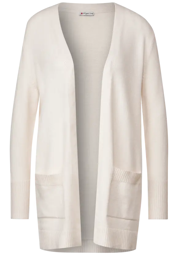 Basic Cardigan mit Taschen - cream white melange