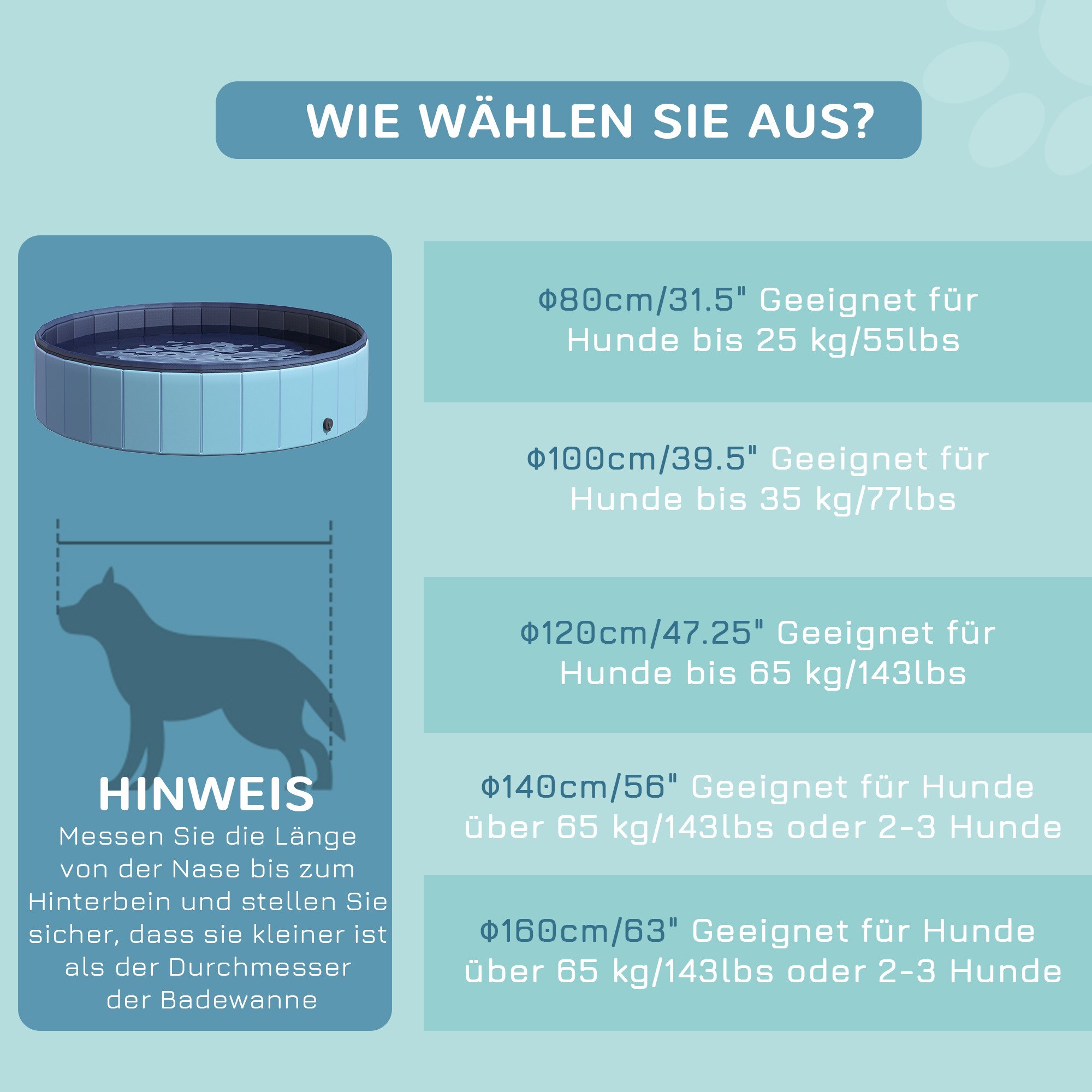 PawHut Hundepool mit verstärkten Kanten 140 x 30 cm (ØxH)