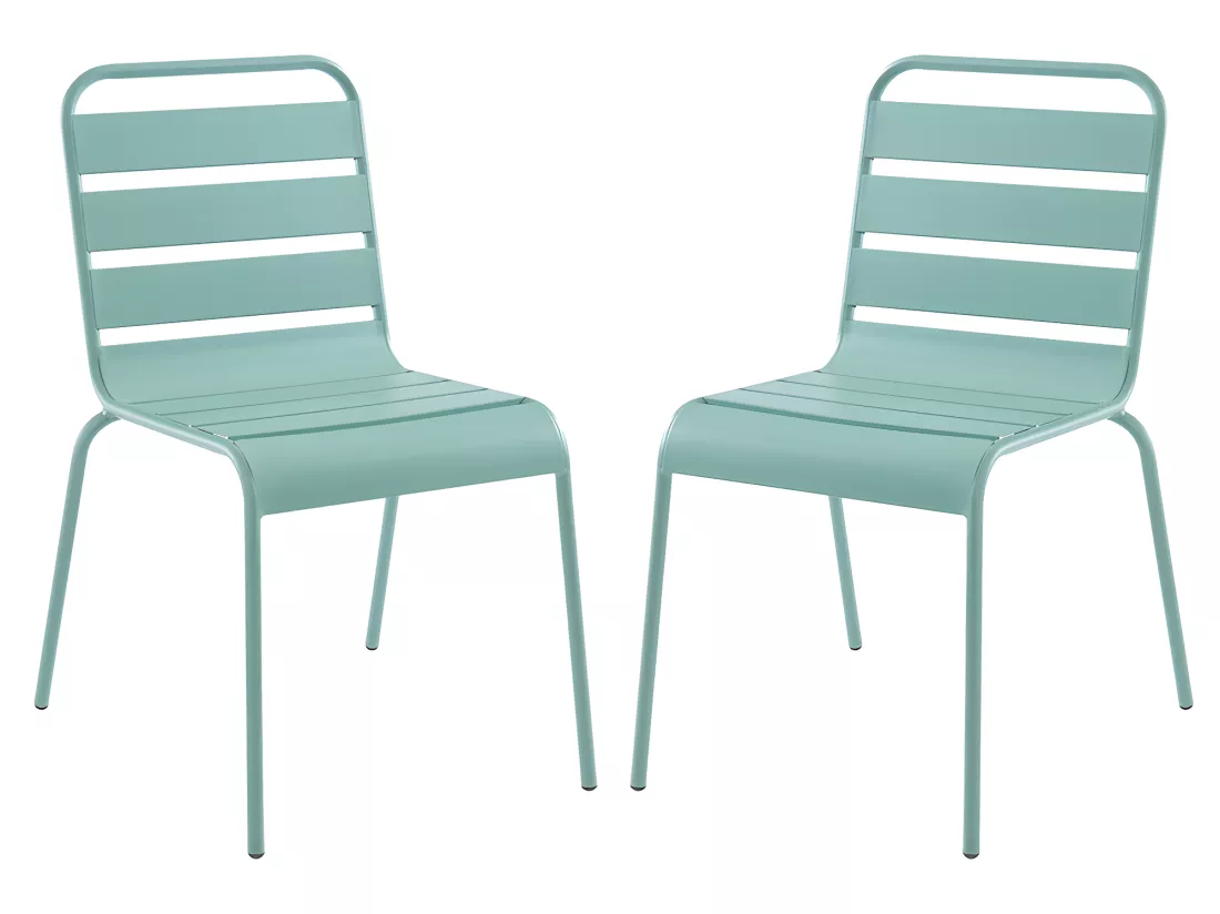 Lot de 2 chaises de jardin empilables en métal - Vert amande - MIRMANDE de MYLIA