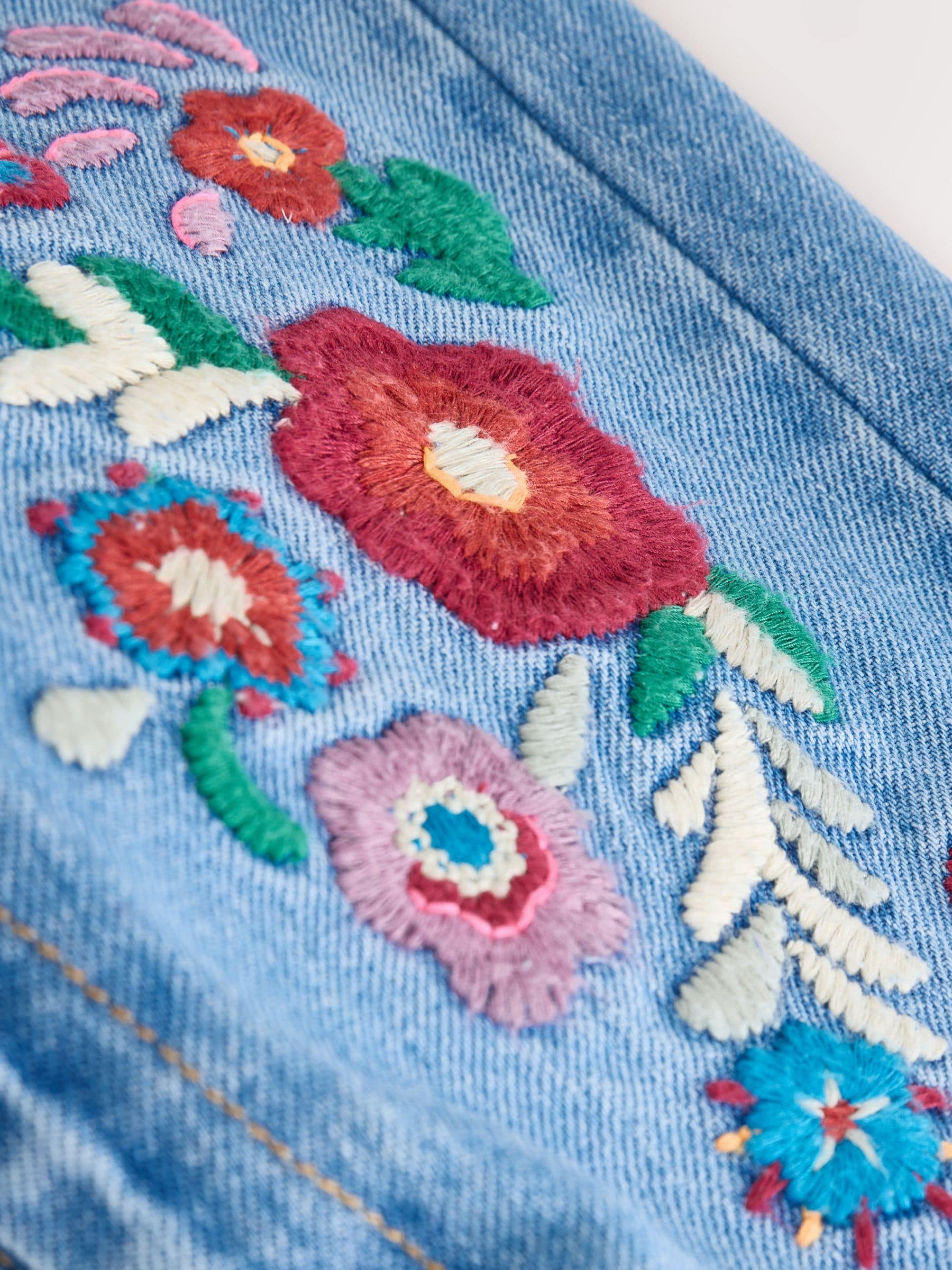 Normaal blauw - Geborduurde tuinbroek met bloemen (3mnd -7jr)