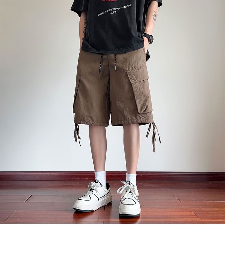 Breeson - Hoge taille, effen, wijde cargoshorts