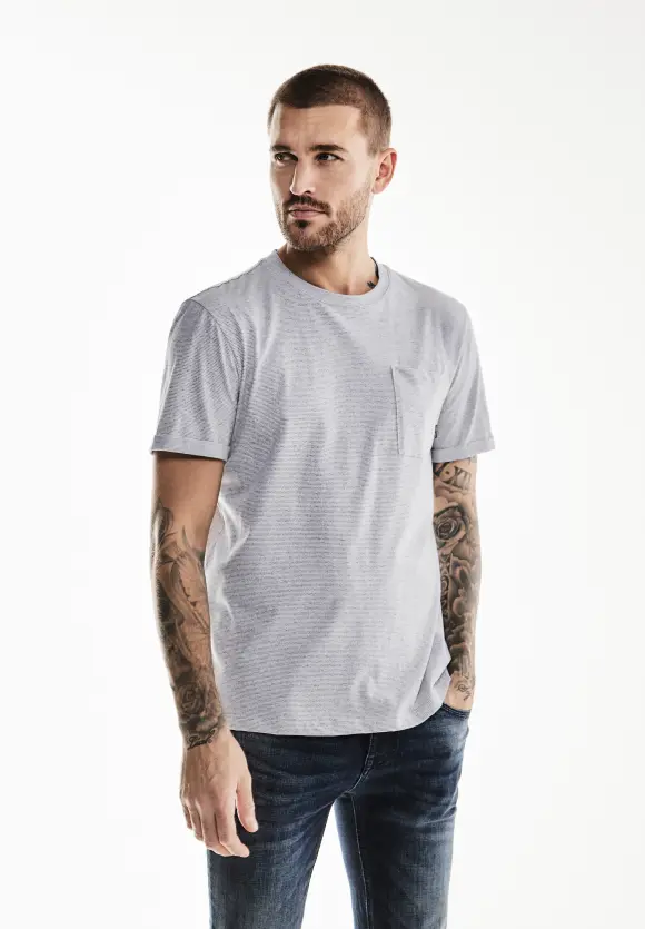 T-Shirt mit feinen Streifen - White