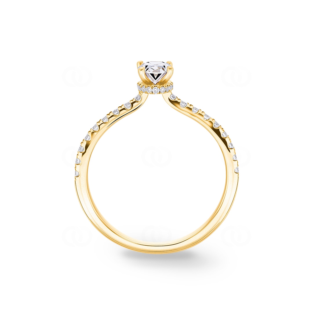0.77ct Diamanten Pavé Solitärring 750/18 K Gelbgold