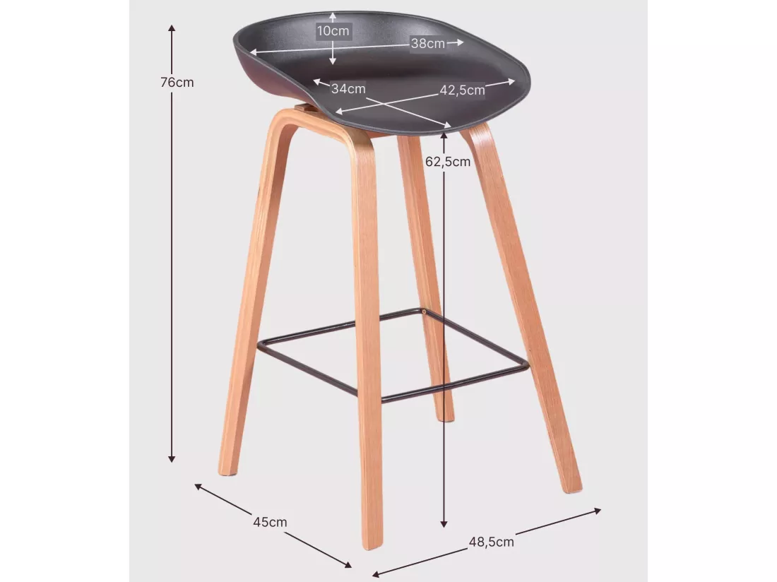 Tabouret nordique pieds en bois de hêtre (63cm) - Daxer - Blanc