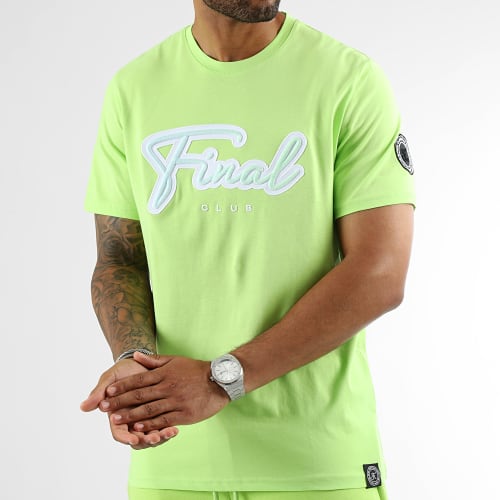 Ensemble Tee Shirt Et Short Jogging Broderie Sunset 1110 1091 Vert Lime