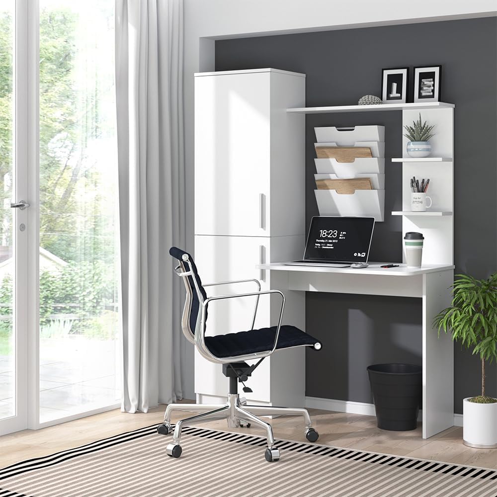 Vicco Schreibtisch Tessa, Arbeitstisch für das Büro, Weiß, 122.9 x 52 cm