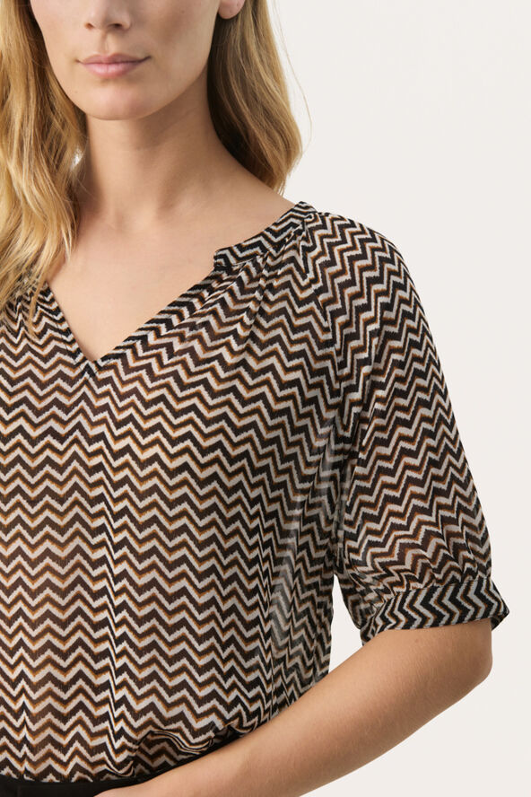 Part Two PopsyPW BL Small black zig zag print