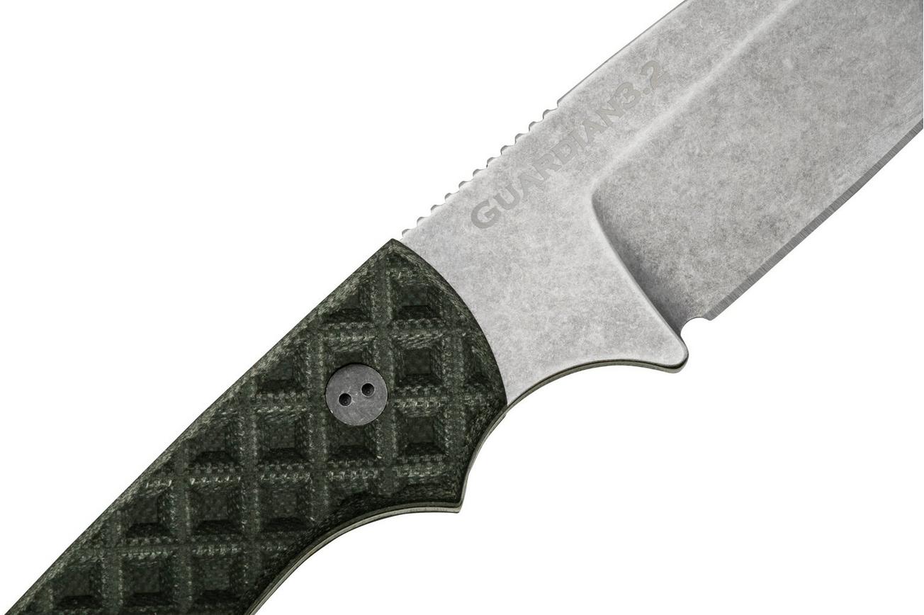 Bradford Knives Guardian 3, 32S-001-MC MagnaCut Sabre Stonewashed, Textured Black G10, vaststaand mes
