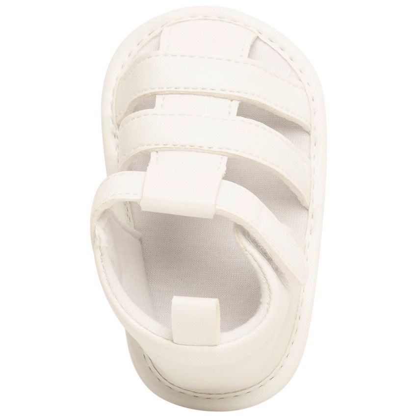 Nu-pieds velcro unis à lanières pour bébé fille - Blanc