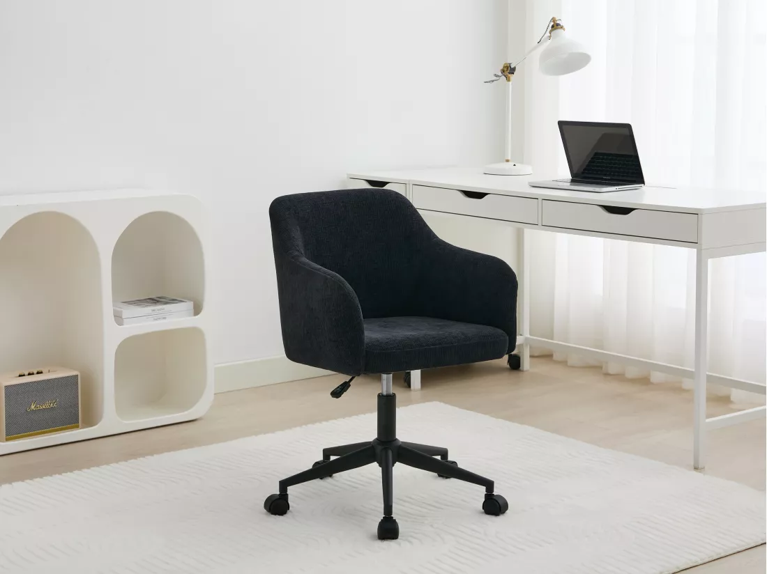 Chaise de bureau - Tissu texturé - Noir - Hauteur réglable - MATOMI