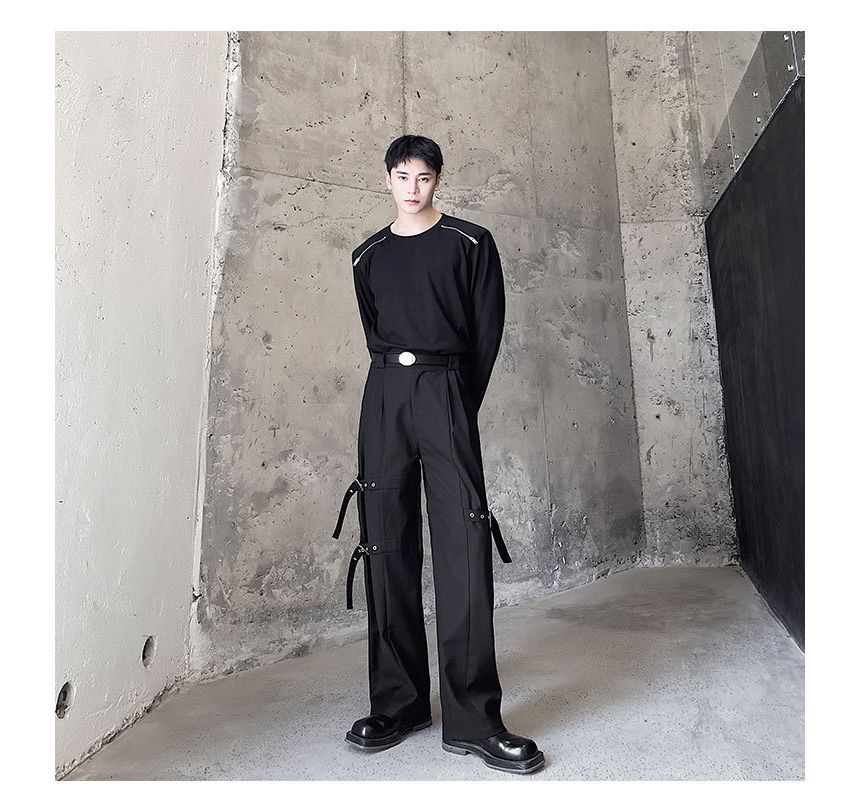Omozando - Hoge taille, rechte broek met bandjes