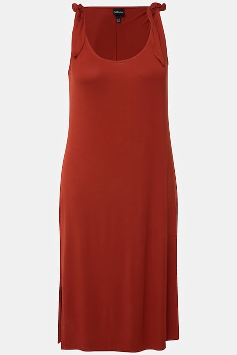 Midikleid, Zierknoten, Rundhals, ärmellos