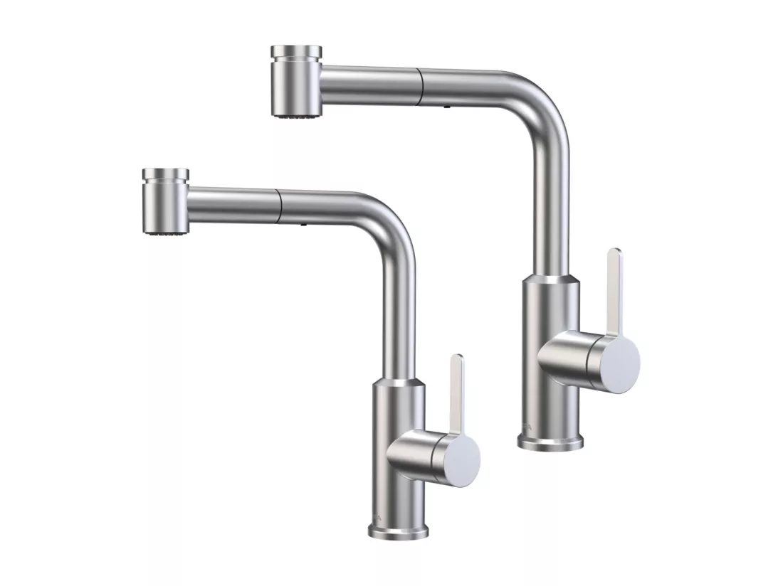 2PCS CECIPA MAX Mitigeur de Cuisine avec Douchette Extractible, Robinet d'évier Brossé, Robinet d'eau Chaude et Froide, 2 Modes de Sortie D'eau