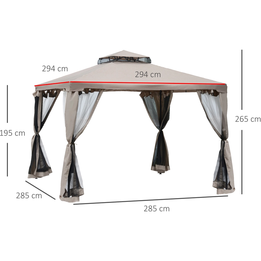 Outsunny Gartenpavillon mit Moskitonetz beige