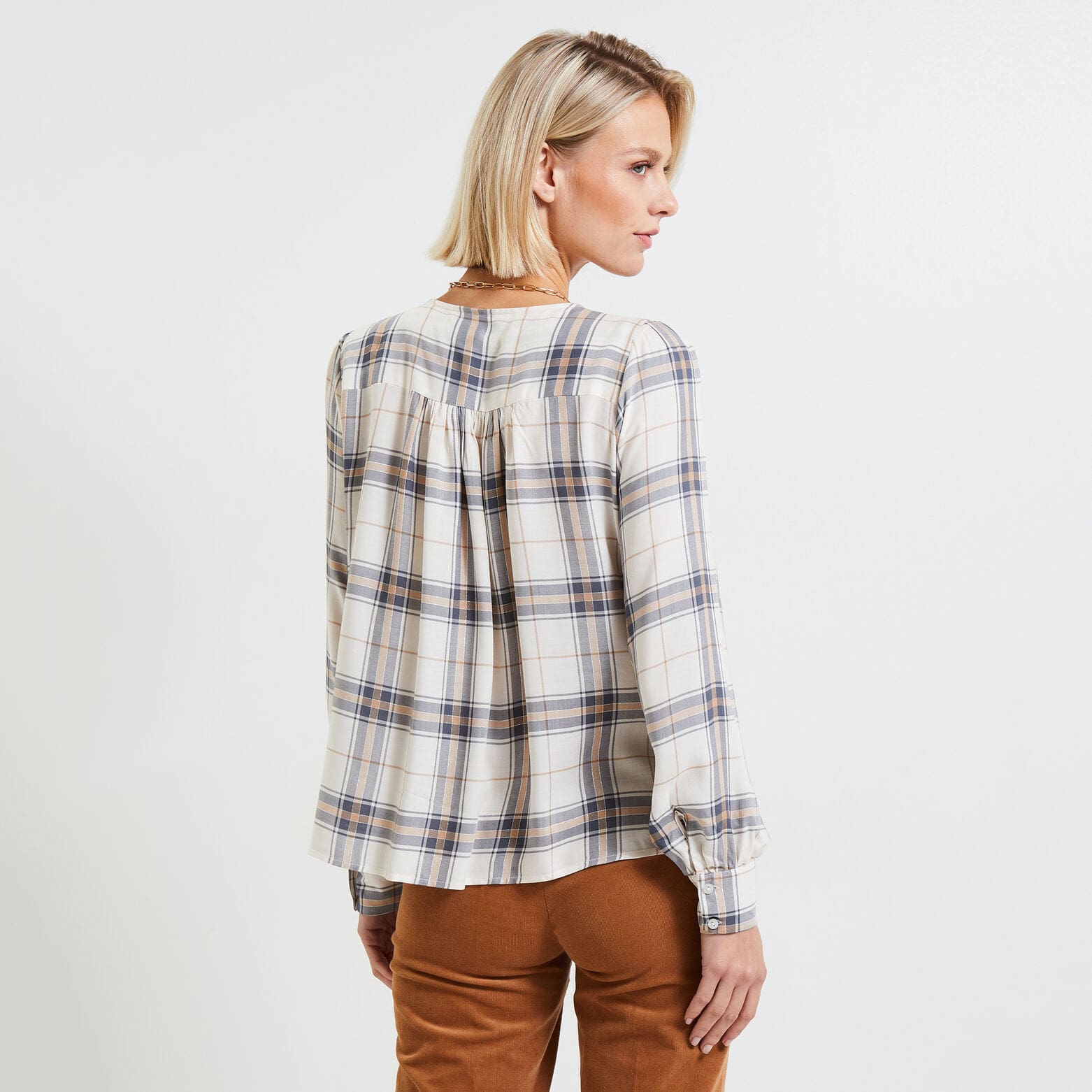 Blouse à carreaux femme