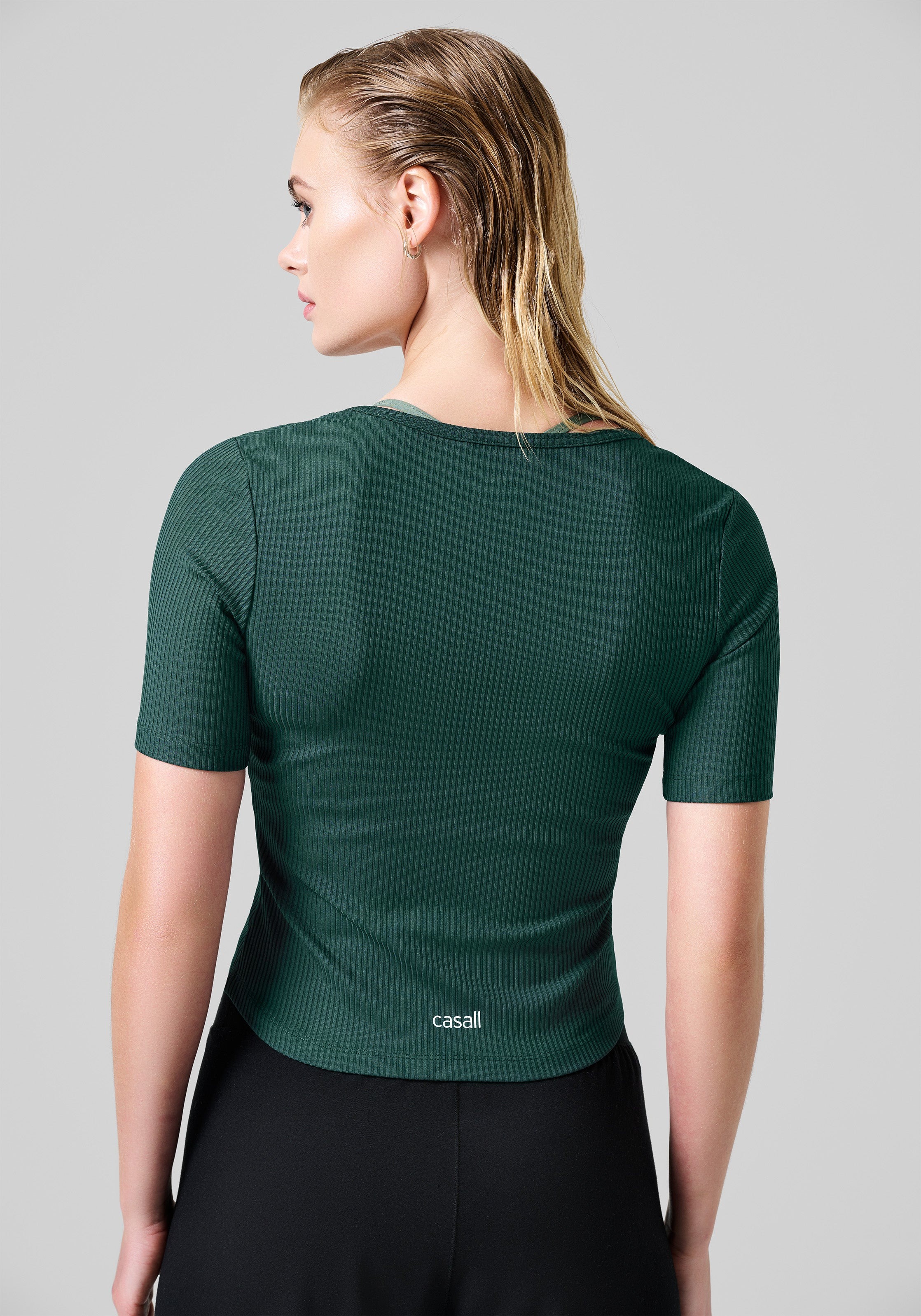Scoop Rib Tee Dame Dark Pine