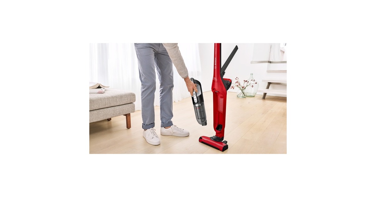 BoschSerie 4 draadloze steelstofzuiger Flexxo Gen2 28Vmax ProAnimal  (Rood, 2in1: kruimel- en steelstofzuiger, BB3ZOO28)