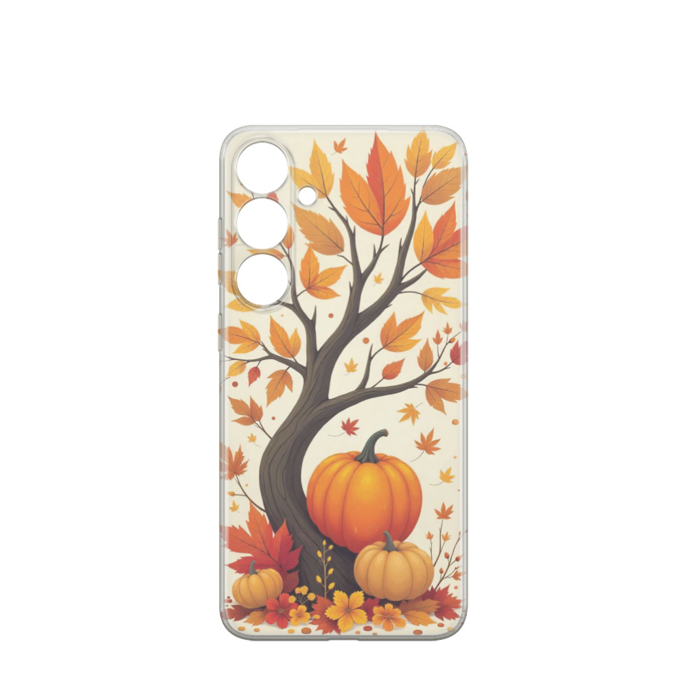 Samsung Galaxy S24 Plus Gummi Hülle Herbstliche Kürbismagie - Orange