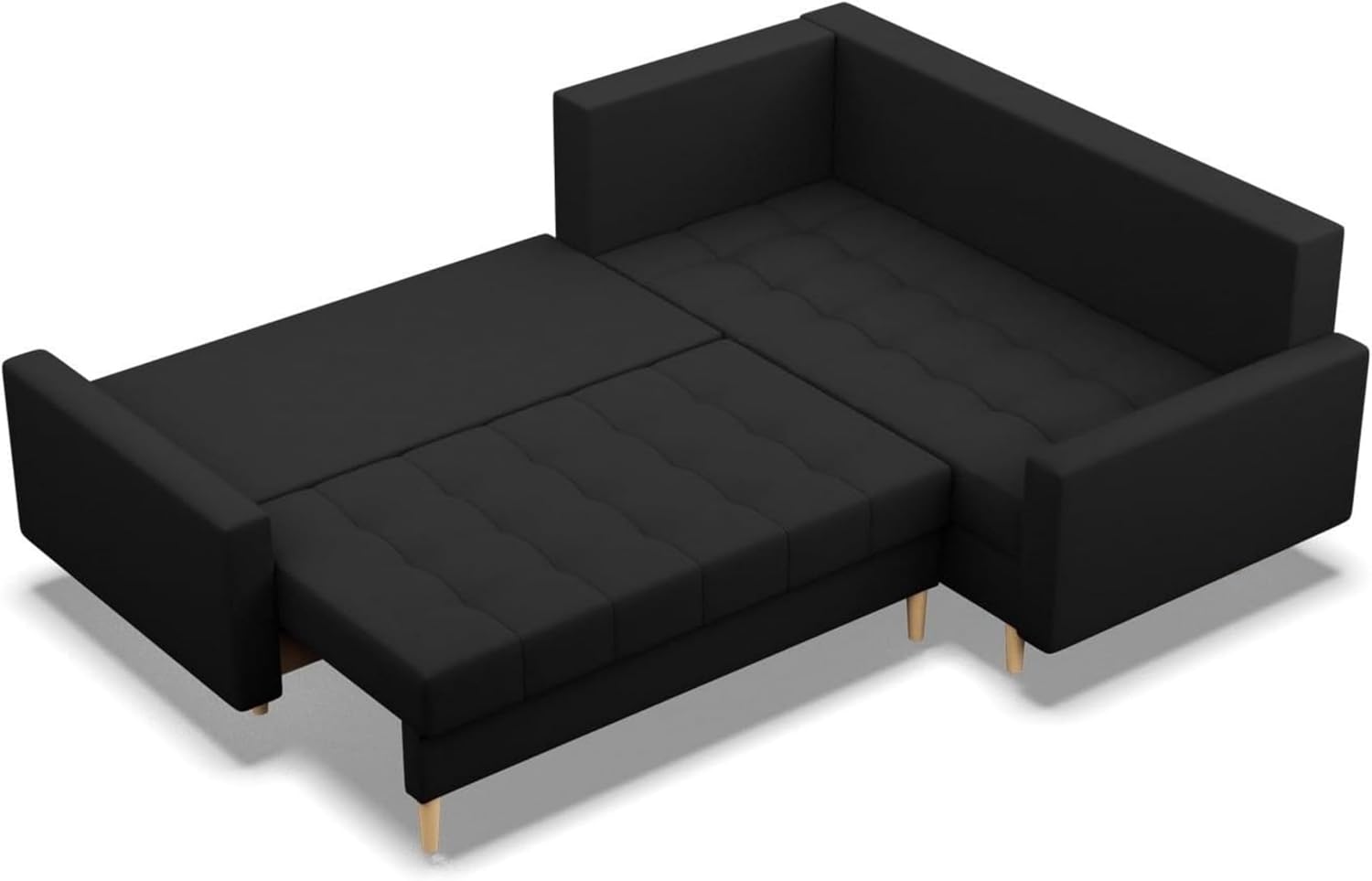 Mebligo - Ecksofa mit Schlaffunktion und Bettkasten Elma, Eckcouch mit Ottomane Rechts, Sofa L Form (BxTxH) 223 x 172 x 88 cm, Couch Wohnzimmer, Ecke Sofa, Schwarz (Lux 23)
