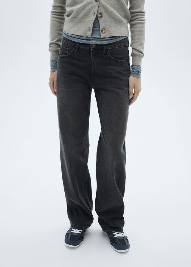 MANGO Miami medium-rise straight-fit jean Open grey