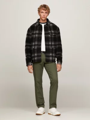 Jaqueta Slim Fit com Bolso e Aba Xadrez