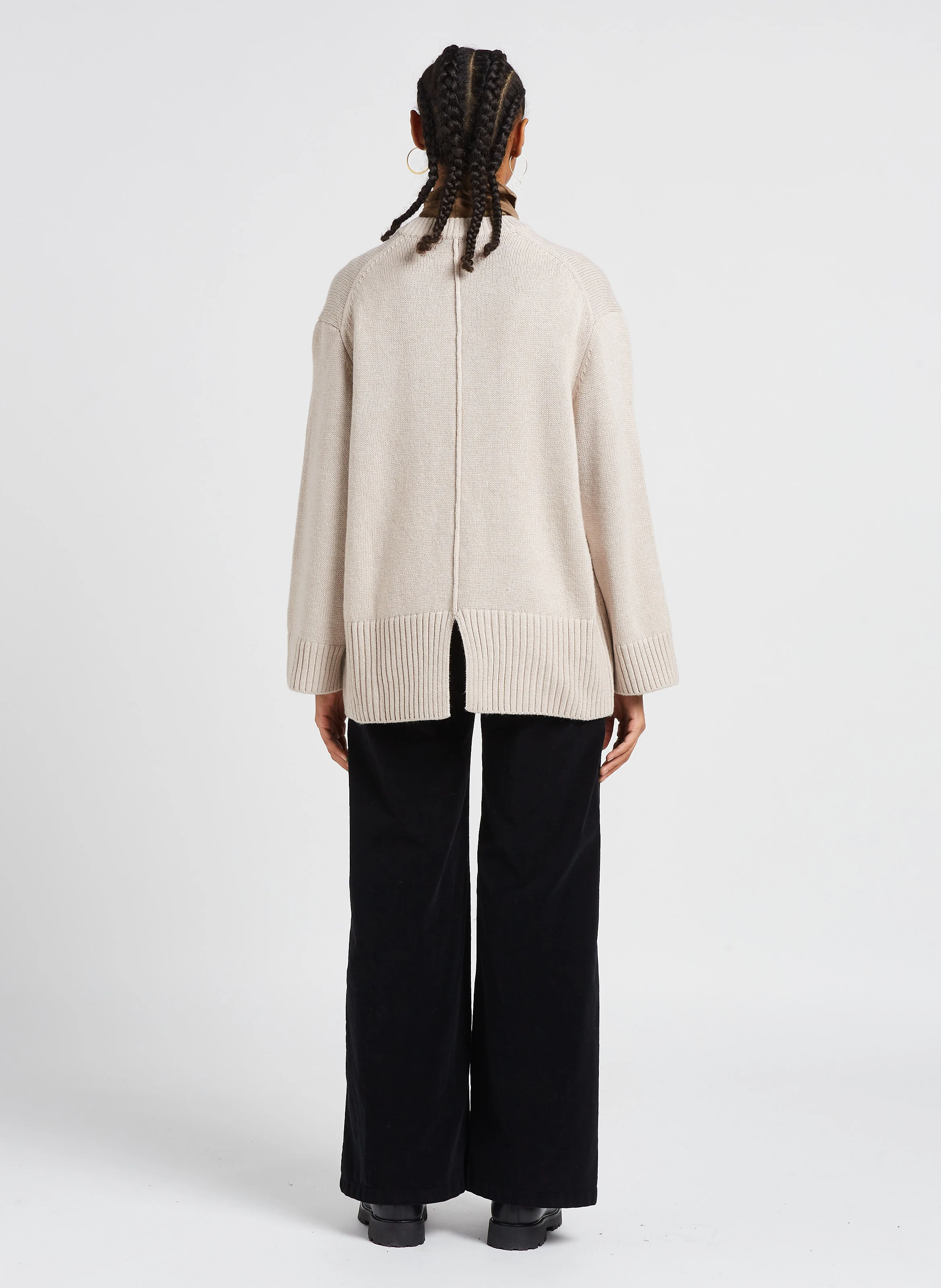 ELIETTE - Pull col rond en laine mélangée | Beige