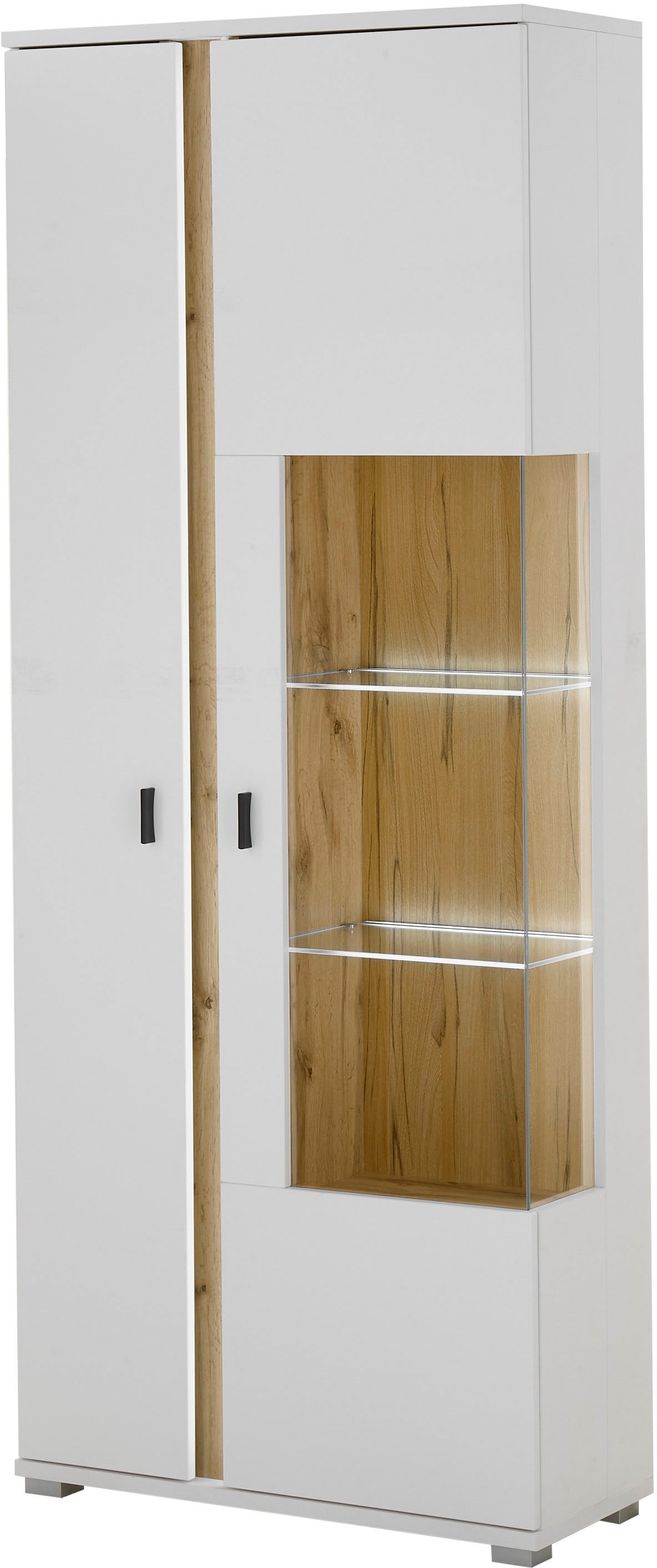 INOSIGN Vitrine »LONG ISLAND, Stauraumvitrine« 1 Stk. tlg. in moderner Trendfarbe,inklusive senkrechter Beleuchtung,Breite 80 cm