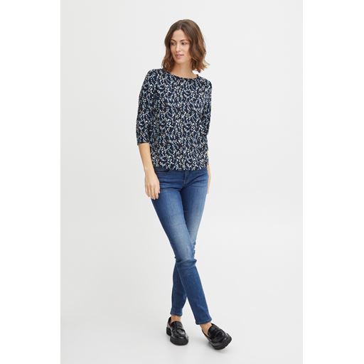 Fransa Blomstret Bluse, Navy Blazer Mix, L