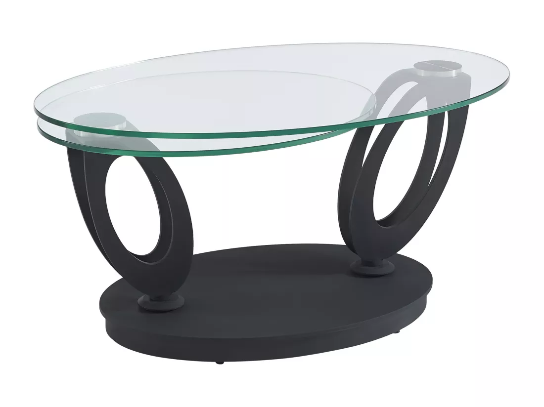 Table basse avec plateaux pivotants en verre trempé et métal - Transparent et Noir - MAYANI de Maison Céphy