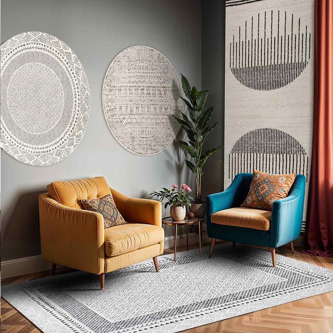 Livabliss Teppich »JAIPUR« rund 13 mm Höhe Skandinavischer Teppich, Kurzflor Boho-Wohnzimmerteppich, Läufer