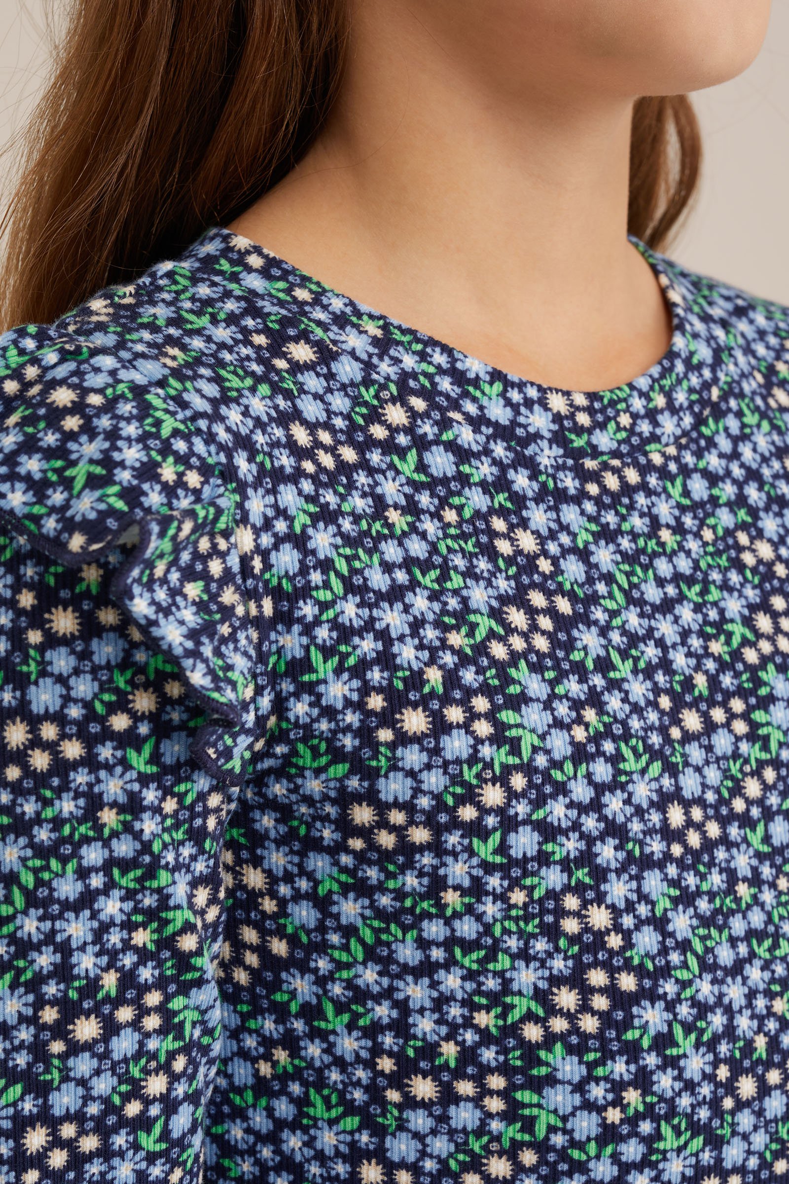 Meisjes jurk met rib structuur WE Fashion Donkerblauw