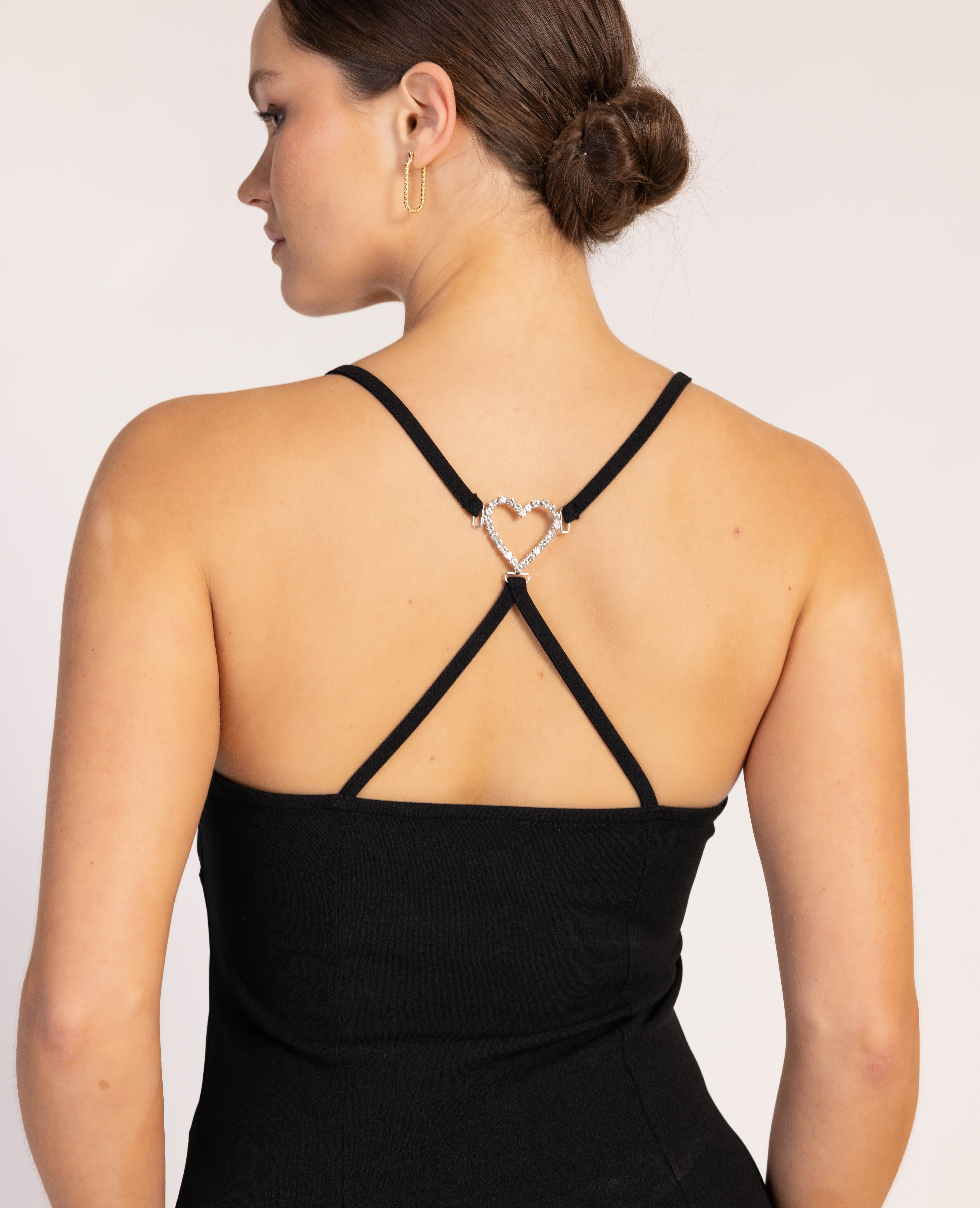 Robe courte avec cœur strass - Noir