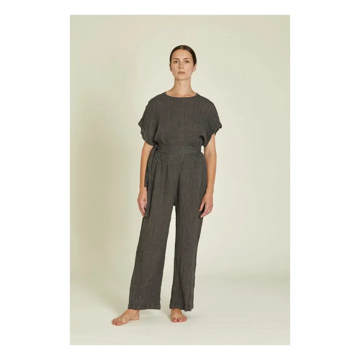 Black Crane Top Basique Lin | Gris ardoise