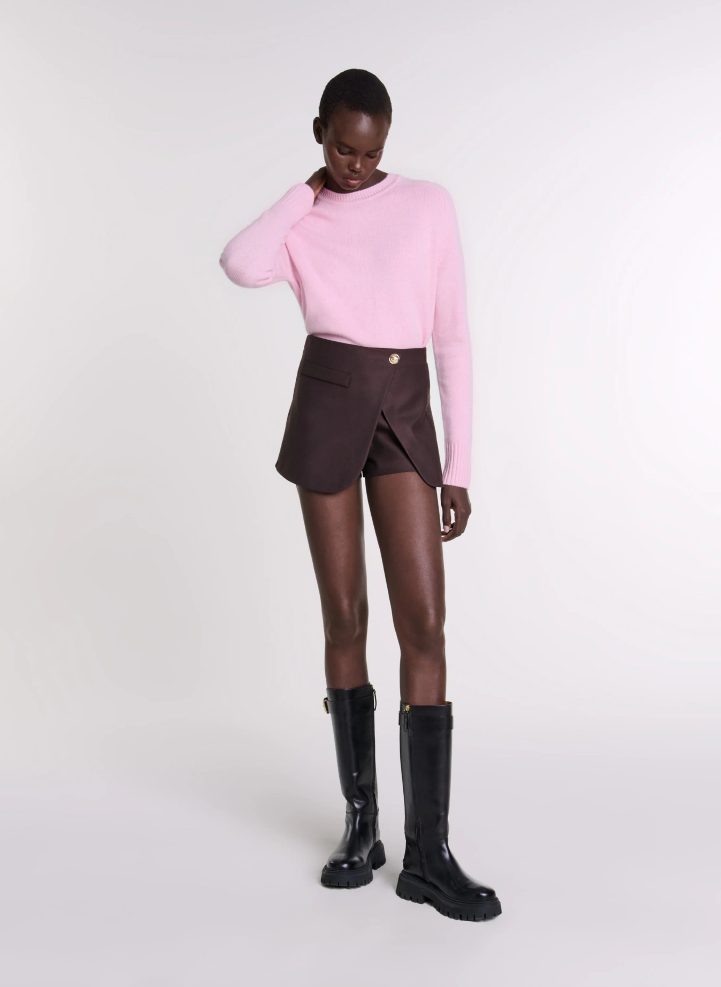 Pull col rond en cachemire mélangé | Rose