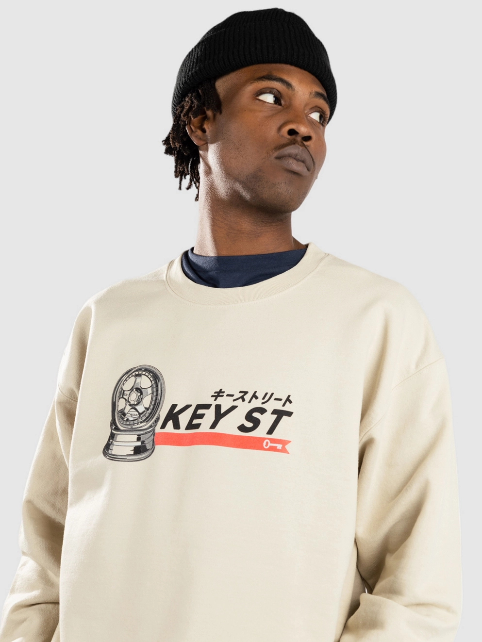 Key Street Wheels Crew Sweater natural