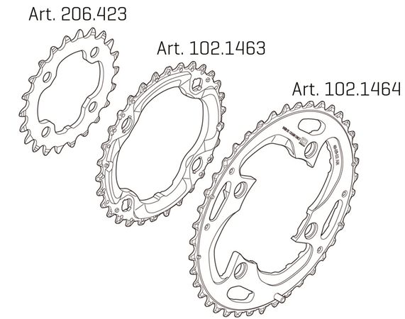XT M770782 4-Arm-Kettenblätter 10-fach, LØ 6496mm  schwarz  40 Zähne