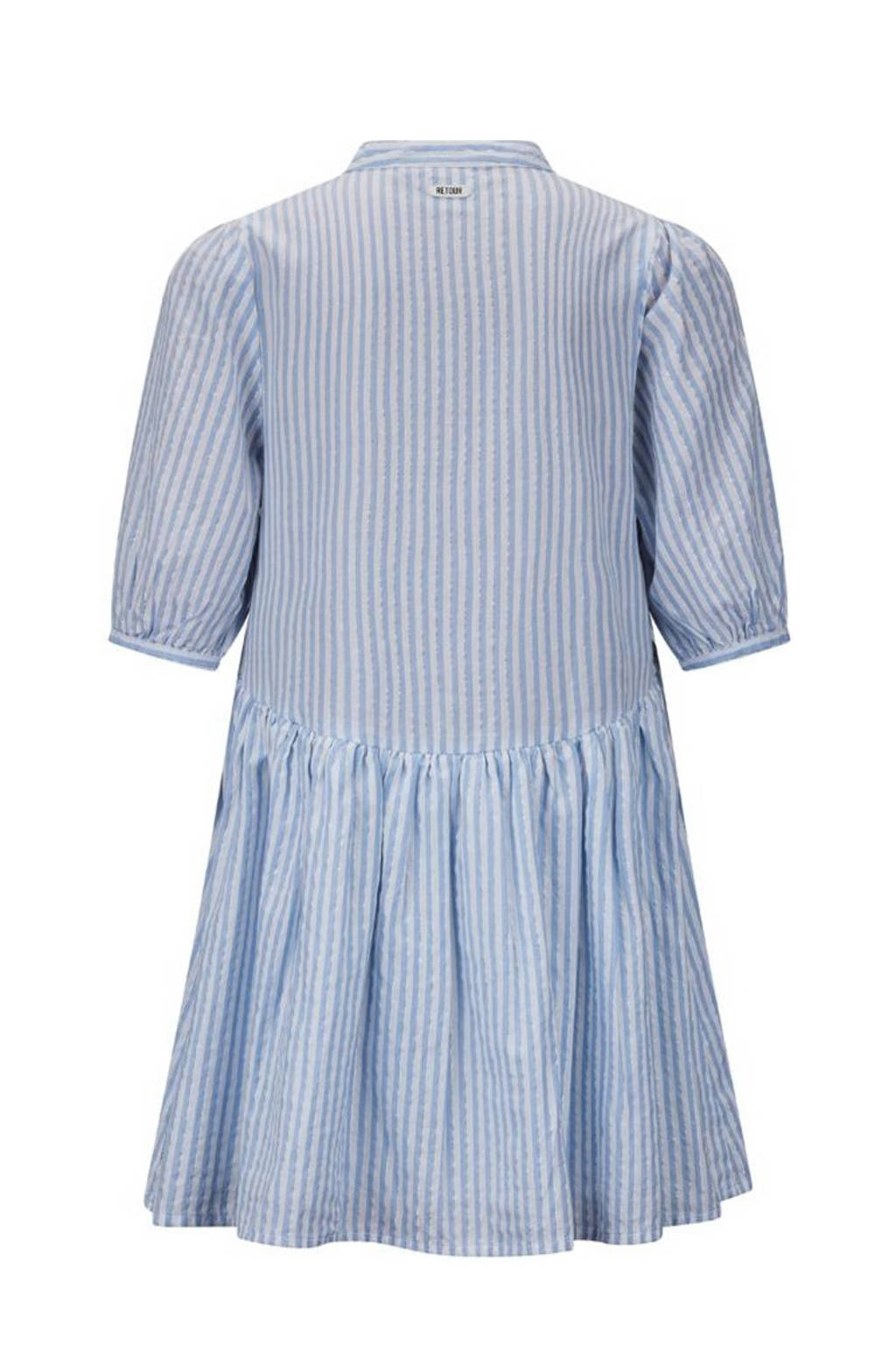 Retour Jeans gestreepte blousejurk Elmira babyblauw