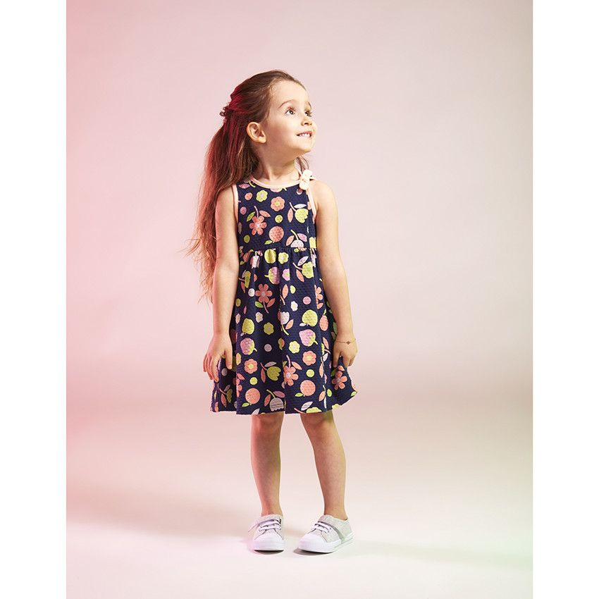 Robe débardeur imprimé fleuri pour bébé fille - Bleu marine
