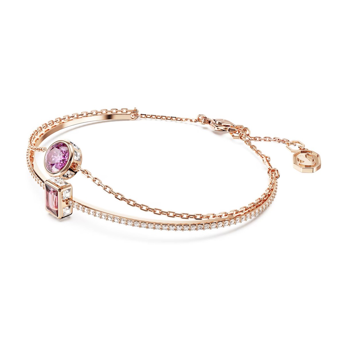 Bracelet-jonc Swarovski Stilla centre rose doré rose