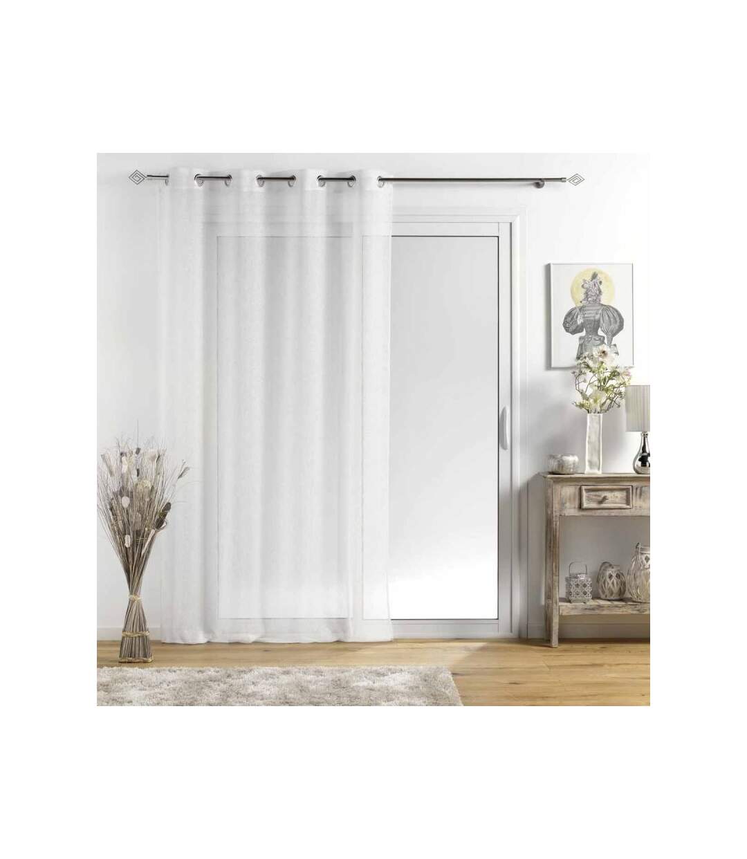 Rideau Voilage à Œillets Sunline 140x240cm Blanc & Argent