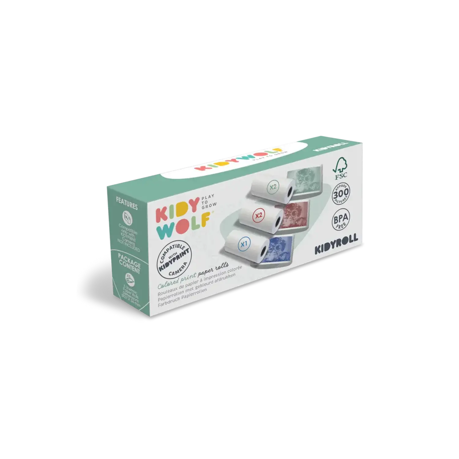 Kidywolf | Kidyroll | 1x 5 rollen gekleurd papier